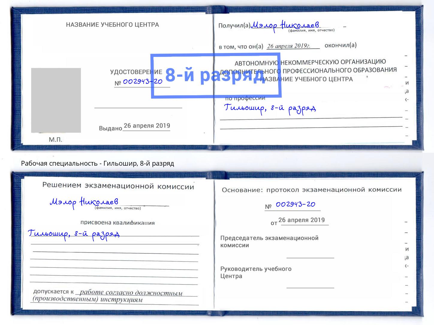 корочка 8-й разряд Гильошир Ишимбай