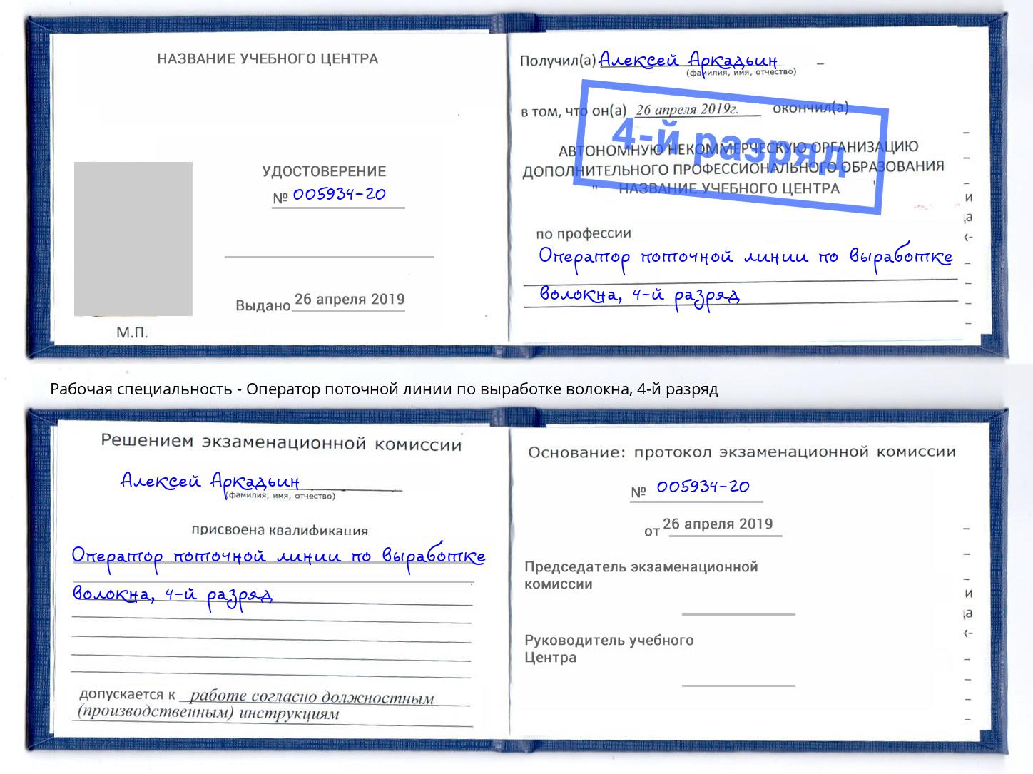 корочка 4-й разряд Оператор поточной линии по выработке волокна Ишимбай